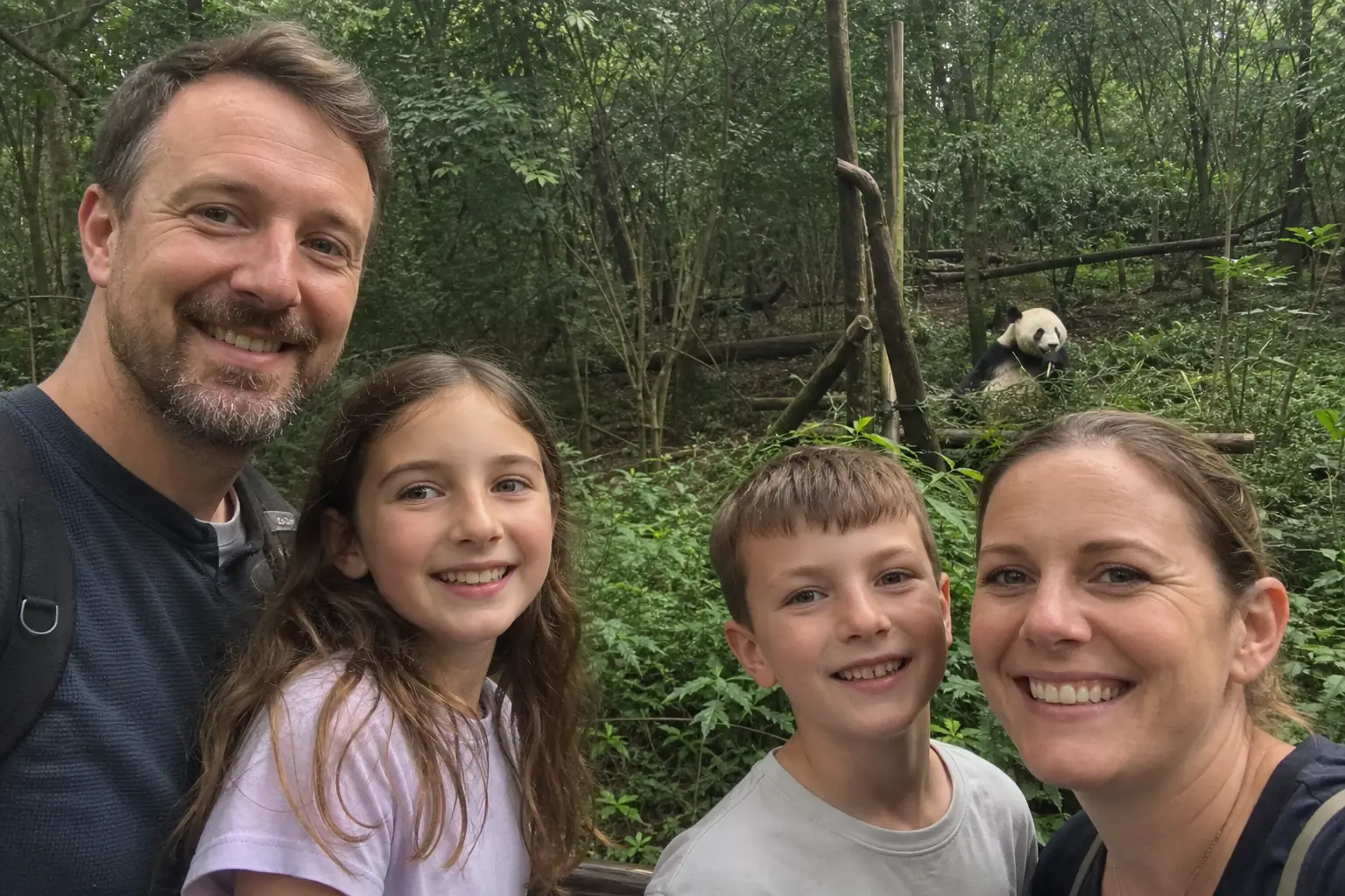 Australian family visiting the Chengdu panda base