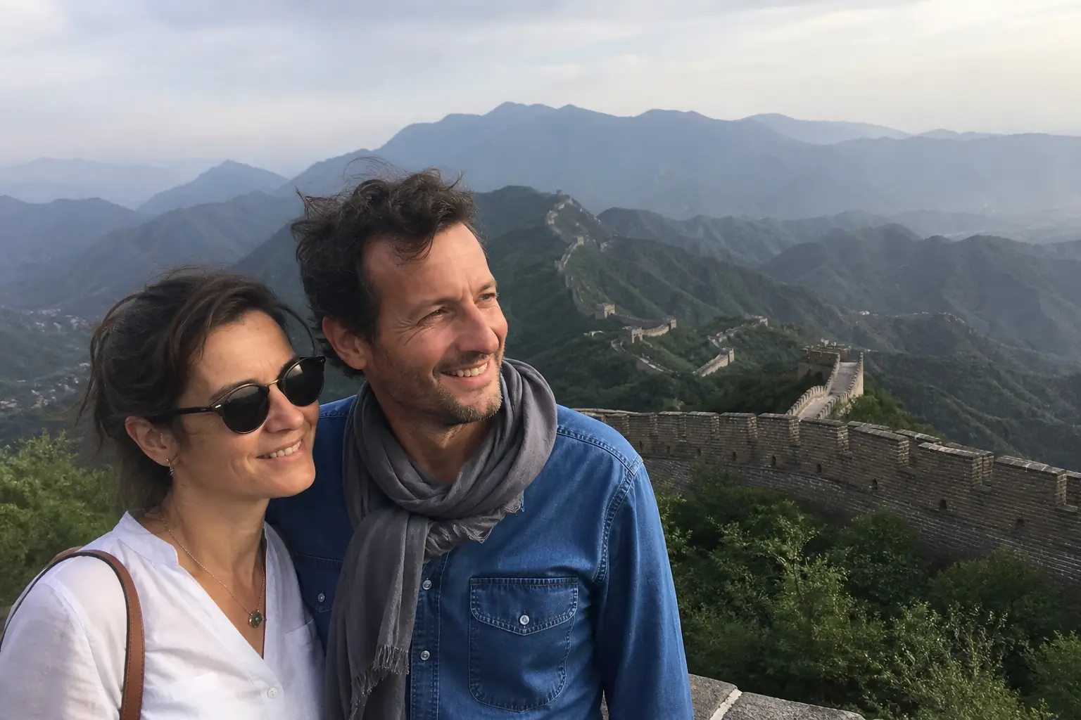 French travellers enjoying the Great Wall near Beijing